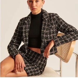 Abercrombie Tweed Blazer cream and black color